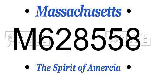 M628558 Massachusetts License Plate