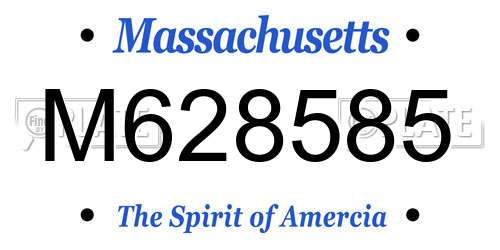 M628585 Massachusetts License Plate