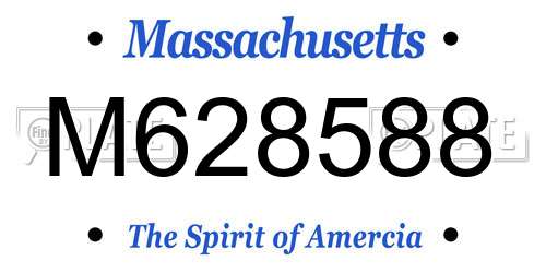 M628588 Massachusetts License Plate