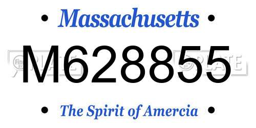 M628855 Massachusetts License Plate