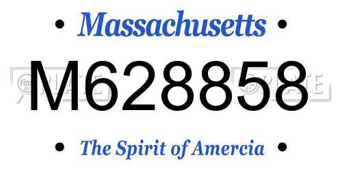M628858 Massachusetts License Plate