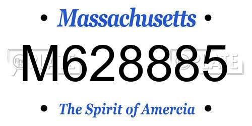 M628885 Massachusetts License Plate