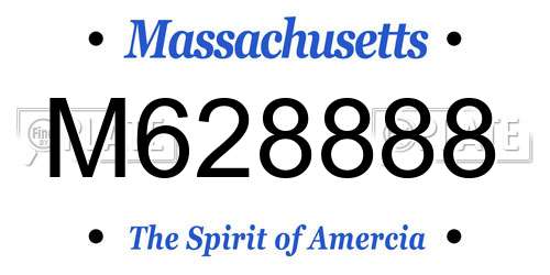 M628888 Massachusetts License Plate