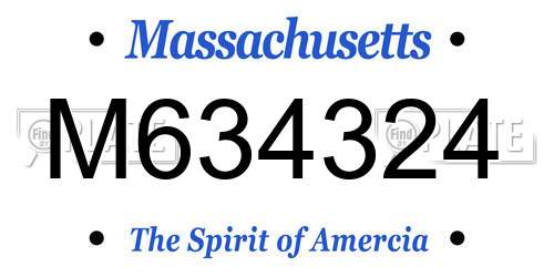 M634324 Massachusetts License Plate