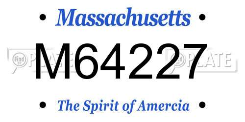 M64227 Massachusetts License Plate