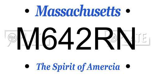 M642RN Massachusetts License Plate