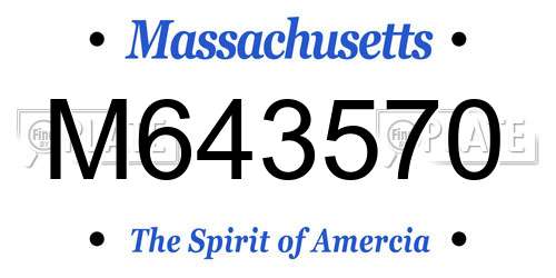 M643570 Massachusetts License Plate