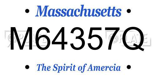 M64357Q Massachusetts License Plate
