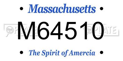 M64510 Massachusetts License Plate