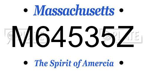 M64535Z Massachusetts License Plate