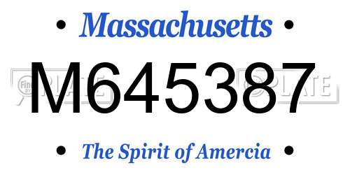 M645387 Massachusetts License Plate