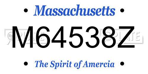 M64538Z Massachusetts License Plate