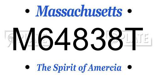 M64838T Massachusetts License Plate
