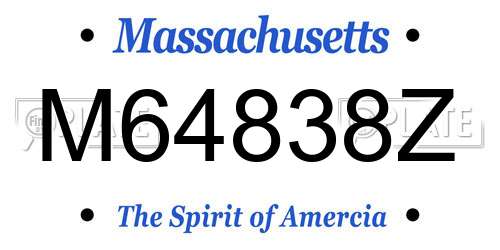 M64838Z Massachusetts License Plate