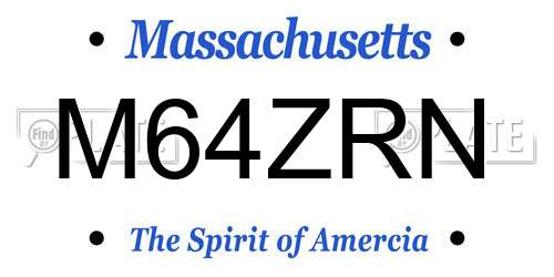 M64ZRN Massachusetts License Plate