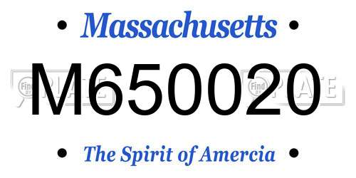 M650020 Massachusetts License Plate
