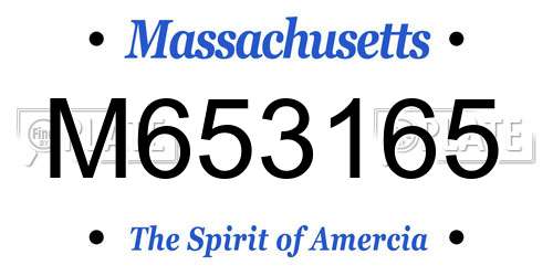 M653165 Massachusetts License Plate