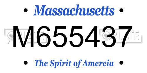 M655437 Massachusetts License Plate