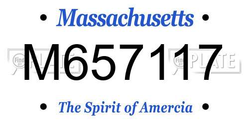 M657117 Massachusetts License Plate