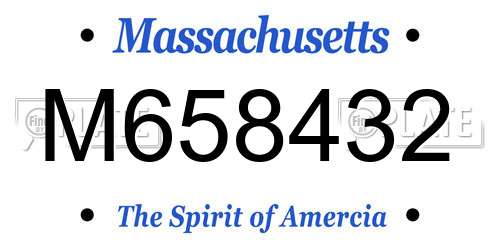 M658432 Massachusetts License Plate