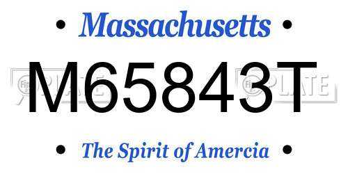 M65843T Massachusetts License Plate