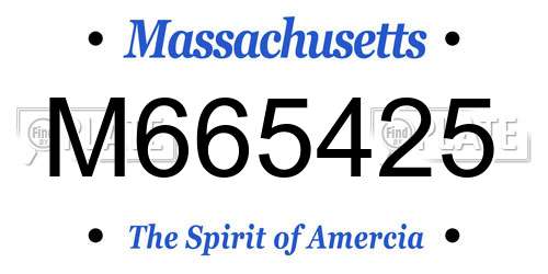 M665425 Massachusetts License Plate