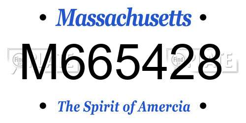 M665428 Massachusetts License Plate