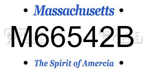M66542B Massachusetts License Plate