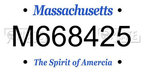 M668425 Massachusetts License Plate