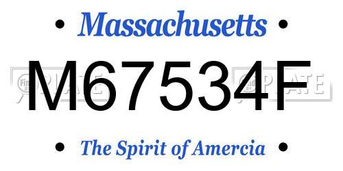 M67534F Massachusetts License Plate