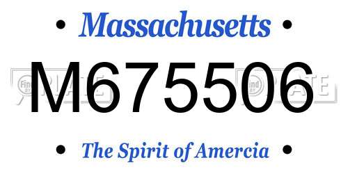 M675506 Massachusetts License Plate