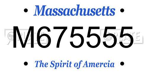 M675555 Massachusetts License Plate