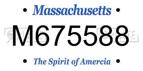 M675588 Massachusetts License Plate