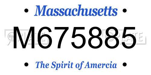 M675885 Massachusetts License Plate