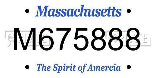 M675888 Massachusetts License Plate
