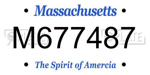 M677487 Massachusetts License Plate