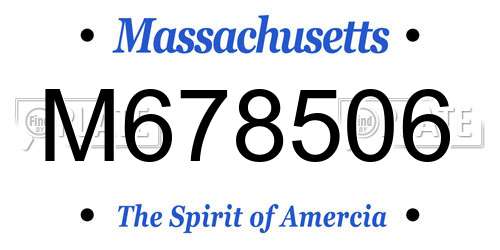 M678506 Massachusetts License Plate