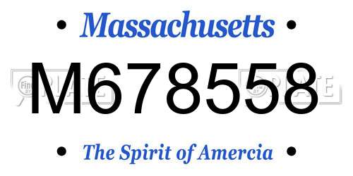 M678558 Massachusetts License Plate