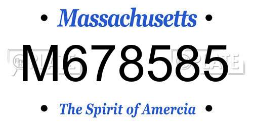 M678585 Massachusetts License Plate