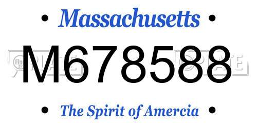 M678588 Massachusetts License Plate