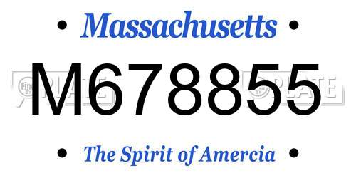 M678855 Massachusetts License Plate