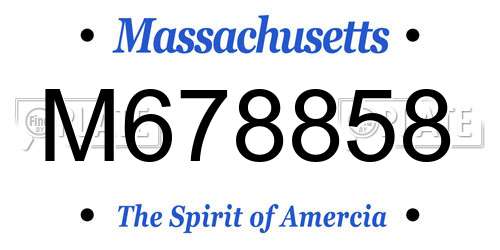 M678858 Massachusetts License Plate