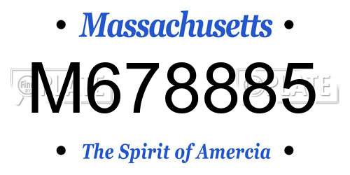 M678885 Massachusetts License Plate