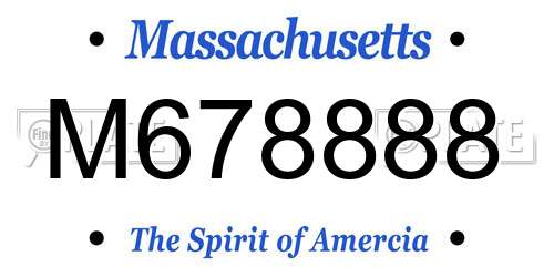 M678888 Massachusetts License Plate