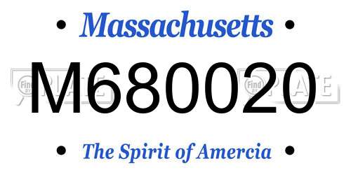 M680020 Massachusetts License Plate