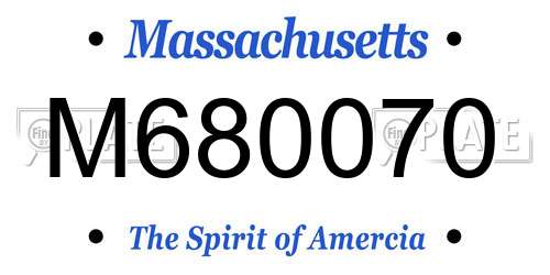 M680070 Massachusetts License Plate