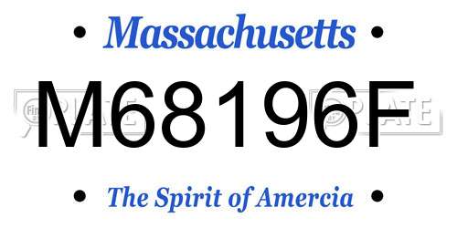 M68196F Massachusetts License Plate