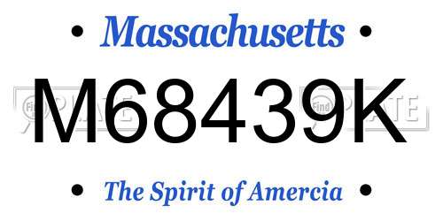 M68439K Massachusetts License Plate