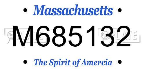 M685132 Massachusetts License Plate