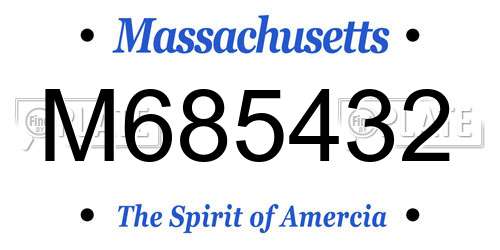 M685432 Massachusetts License Plate